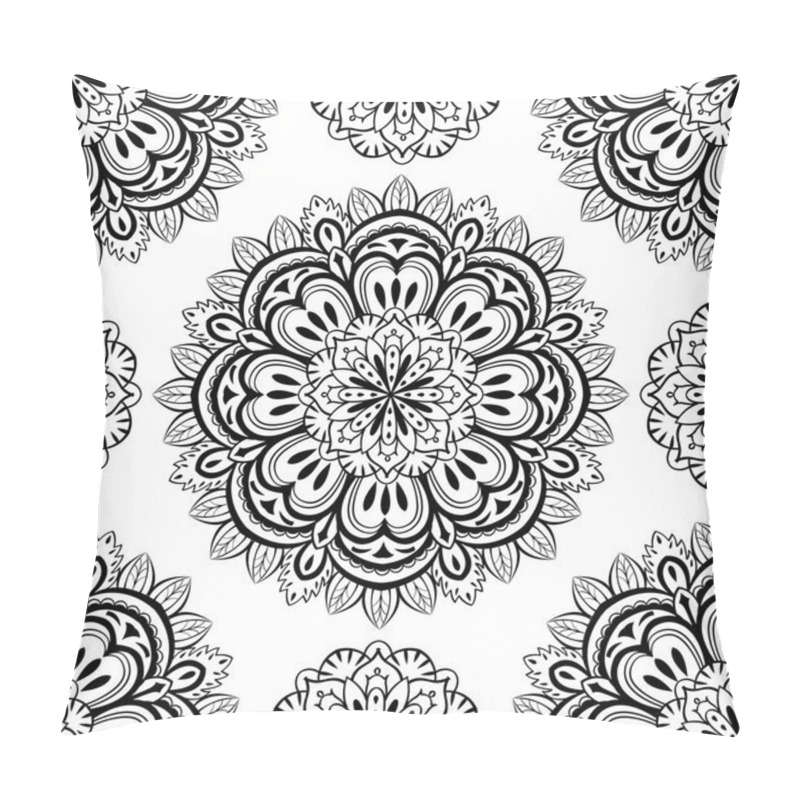 Personality  Vector, Oriental, Seamless Background With Mandalas Pillow Covers