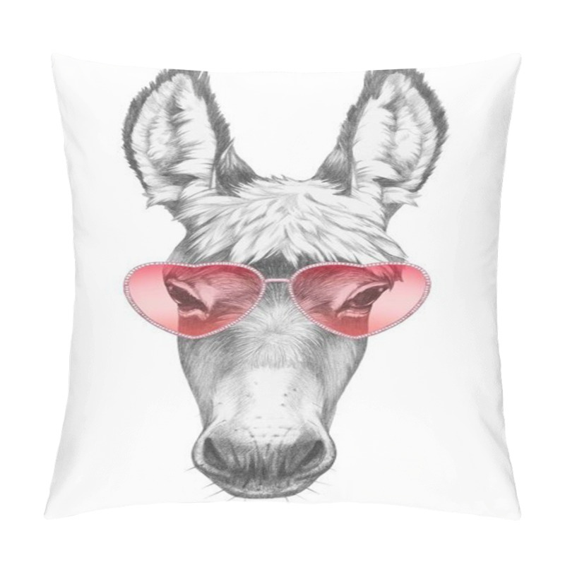 Personality  Donkey With Heart Shaped Glasses Pillow Covers