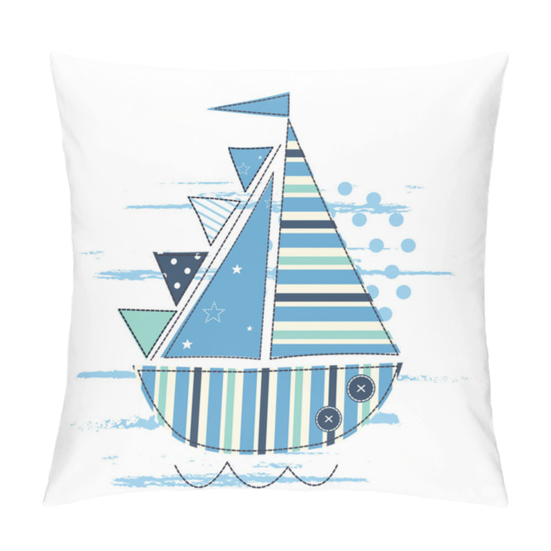 Personality  Vector Illustration With Cute Sailing Ship For Kids Design Pillow Covers