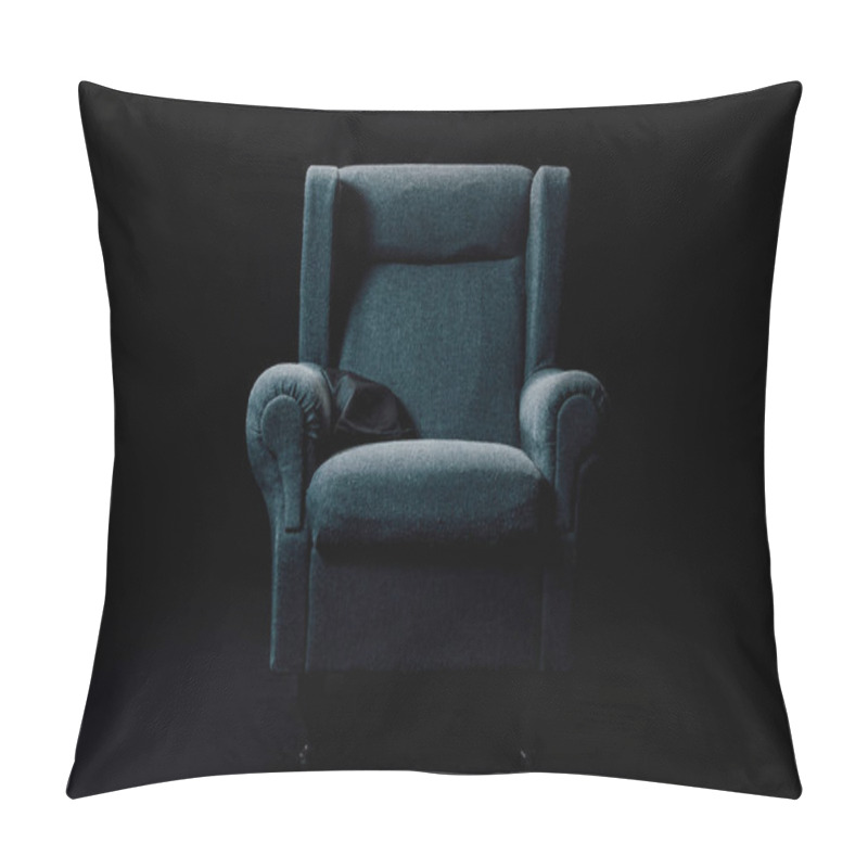 Personality  Grey, Soft Armchair Isolated On Black With Lightening Pillow Covers