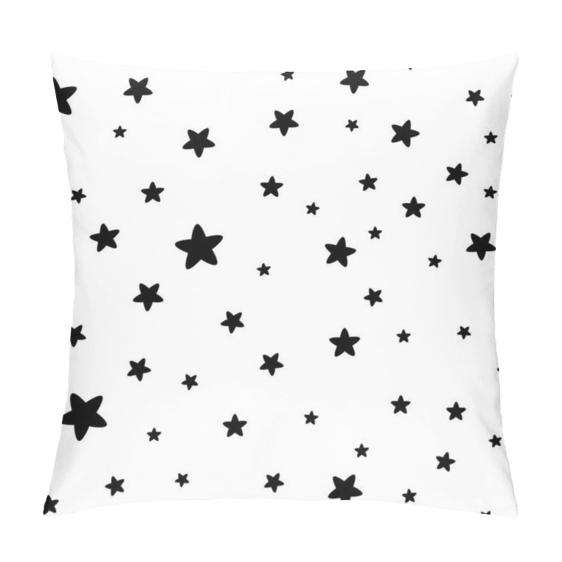 Personality  Abstract  Modern White Seamless Astronomy Pattern With Chaotic Black  Stars.  Vector Illustration. Black And White  Background. Monochrome Design. Pillow Covers