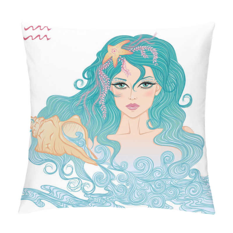 Personality  Astrological Sign Of Aquarius As A Beautiful Girl Pillow Covers