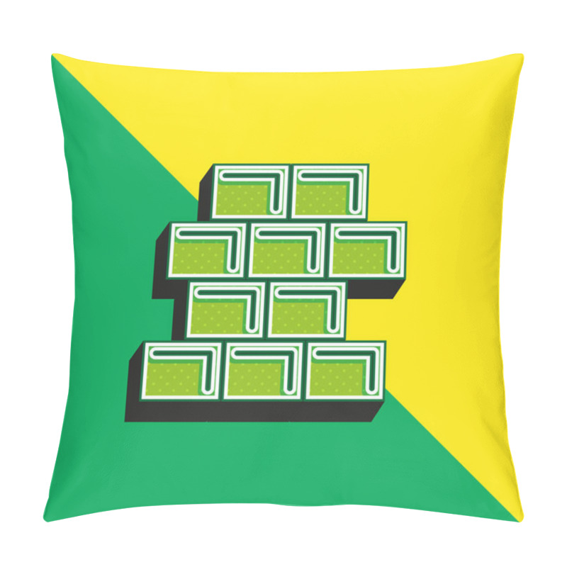 Personality  Brick Wall Green And Yellow Modern 3d Vector Icon Logo Pillow Covers