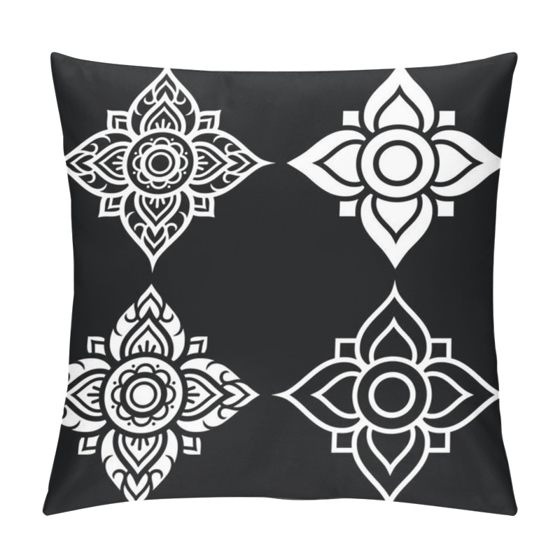 Personality  Thai White Folk Art Pattern - Flower Shape   Pillow Covers