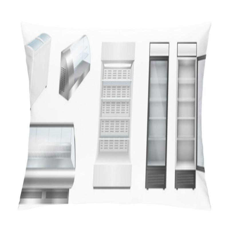 Personality  Set Of Vertical And Horizontal Fridges Showcases With Glass Doors For Display In Grocery Store Pillow Covers