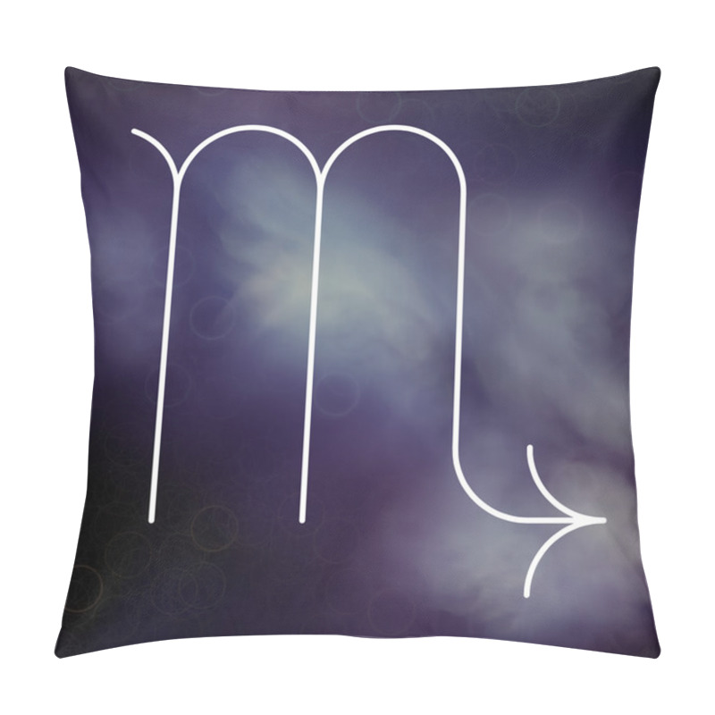 Personality  Zodiac Sign - Scorpio. White Thin Line Astrological Symbols On Blurry Colorful Abstract Background. Pillow Covers