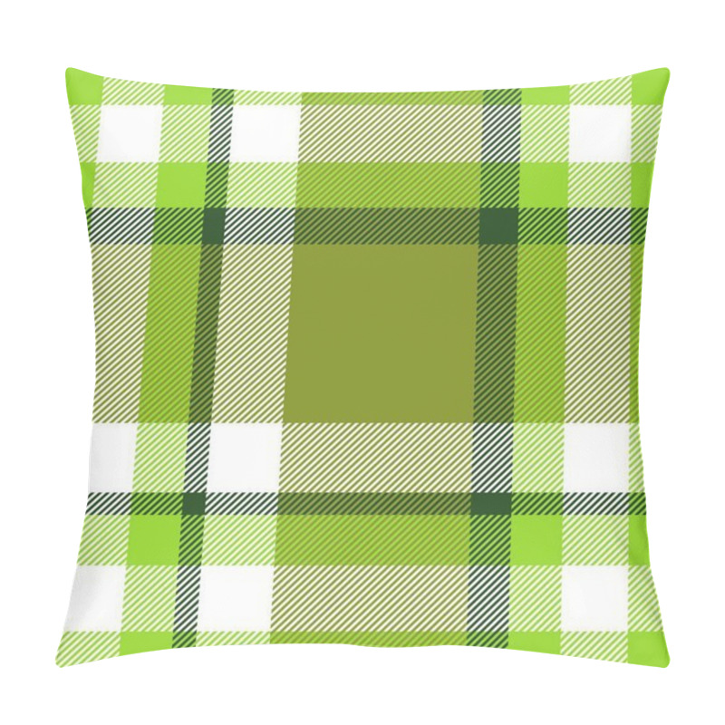 Personality  Seamless Geometric Gingham Pattern. Abstract Background. Green Shades And White Stripes Pillow Covers