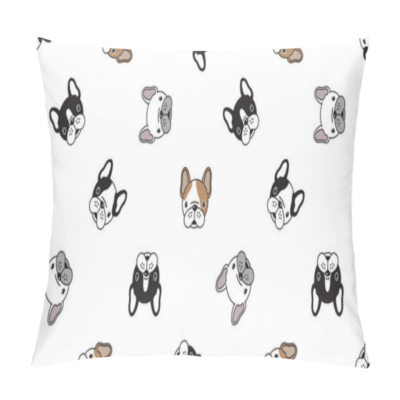 Personality  Dog Seamless Pattern Vector French Bulldog Pug Scarf Isolated Wallpaper Repeat Background Pillow Covers