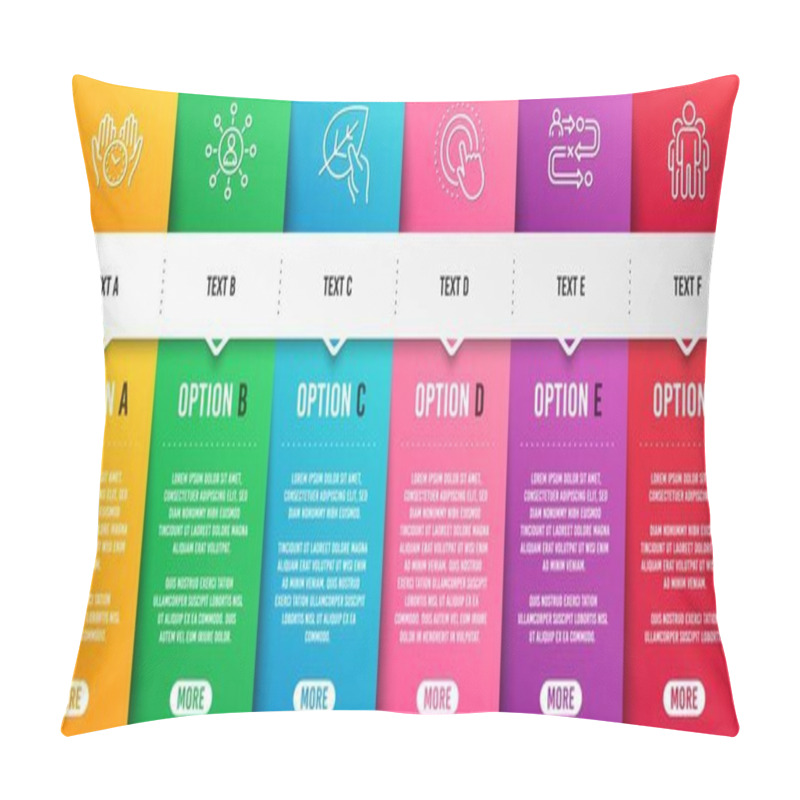 Personality  Journey Path, Networking And Click Hand Icons Set. Organic Tested, Safe Time And Group Signs. Vector Pillow Covers