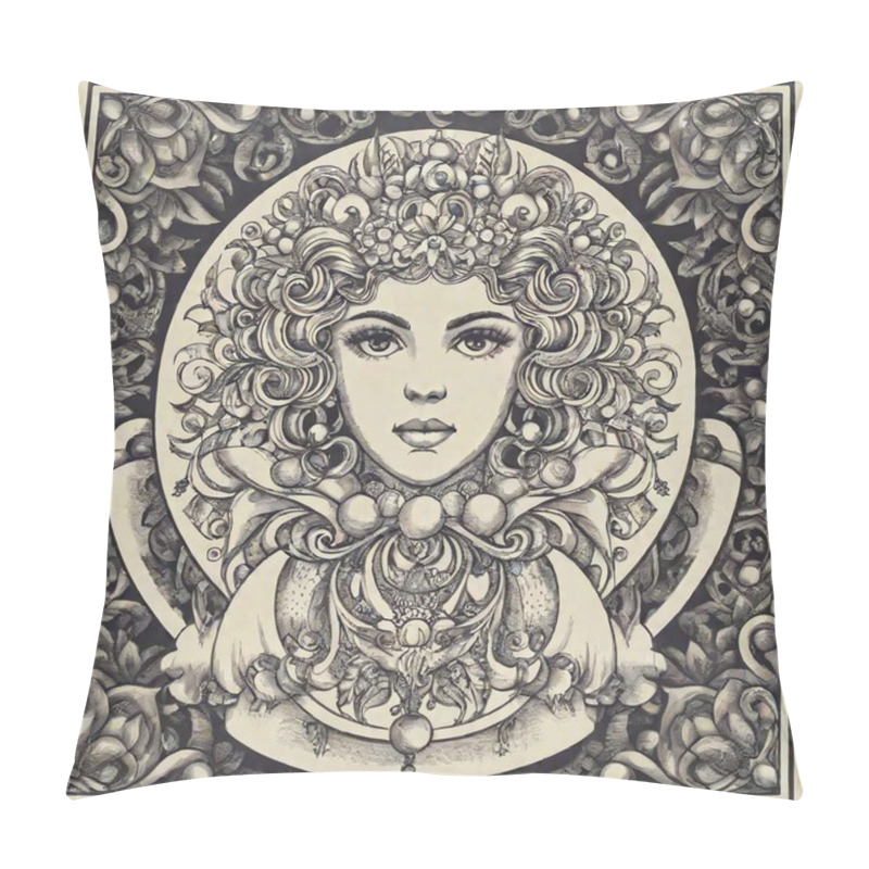 Personality  Gorgeous Patterned Tarot At Night Black Rose, Crown, Astrology, Stars, Baroque, Meticulously Detailed, Hyperrealistic Illustrations, Dark Bronze And Pink, Folk Art - Inspired Illustrations, Layered Images, Porcelain, In The Style Of Mesmerizing Pillow Covers