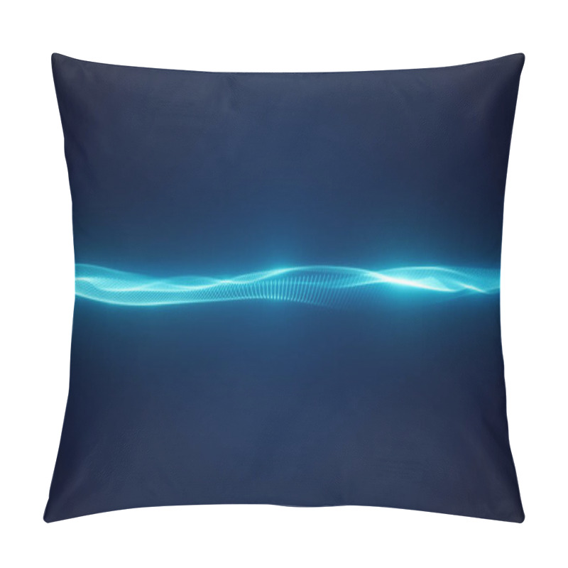 Personality  Vibrant Blue Digital Background With Light Particles And Abstract Technological Waves, Representing Innovation, Artificial Intelligence, And Data Centers Pillow Covers