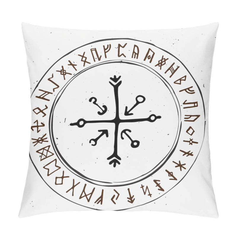 Personality  Futhark Norse Islandic And Viking Runes Set. Magic Hand Draw Symbols As Scripted Talismans. Vector Set Of Ancient Runes Of Iceland. Galdrastafir, Mystic Signs Of Early North Magic. Ethnic Norse Viking Pillow Covers