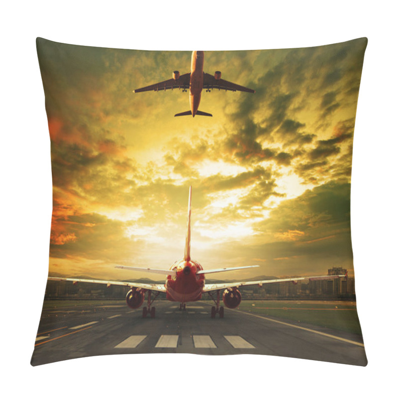 Personality  Passenger Plane Ready To Take Off On Airport Runways With Urban Pillow Covers