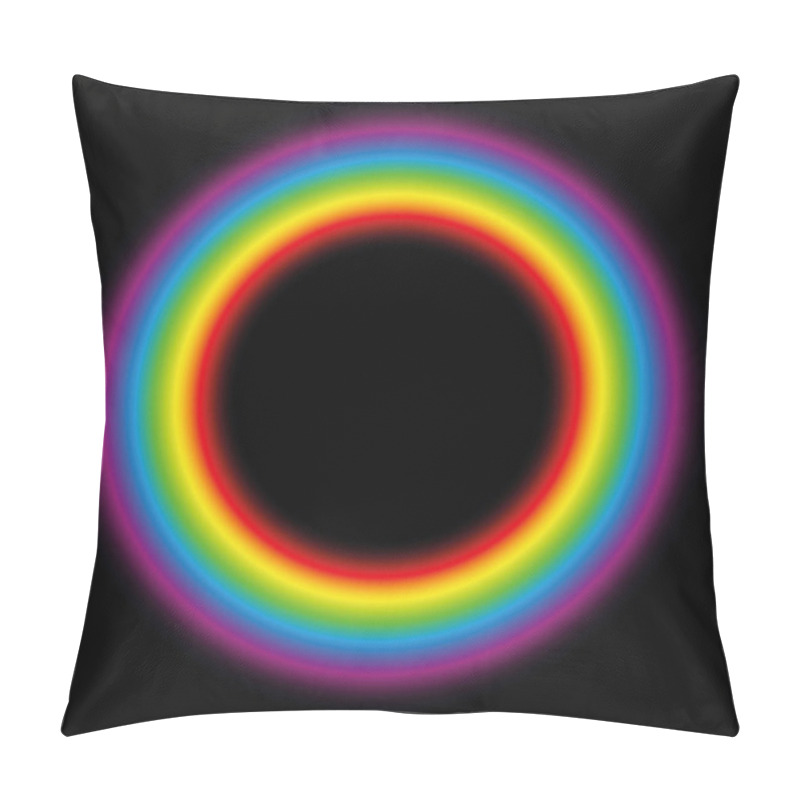 Personality  Subtle Body Circle. Illuminating Rainbow Gradient Aura Ring. Vector Illustration On Black Background. Pillow Covers