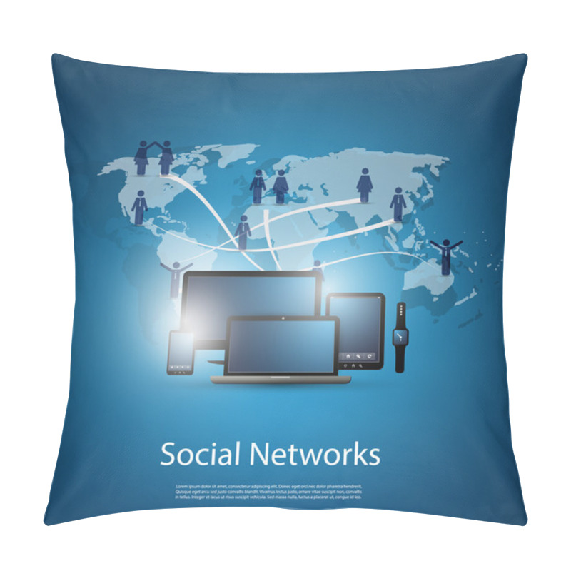 Personality  Networks, Cloud Computing, Social Media, Communication Design Pillow Covers