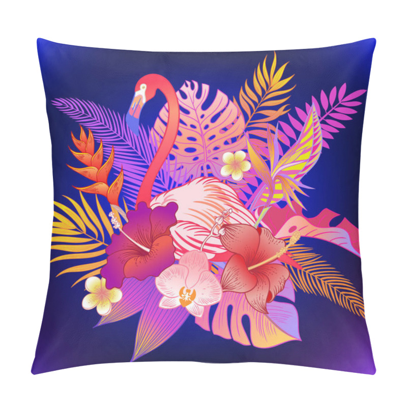 Personality  Beautiful Tropical Exotic Parrot Bird. Vector Illustration. Pillow Covers