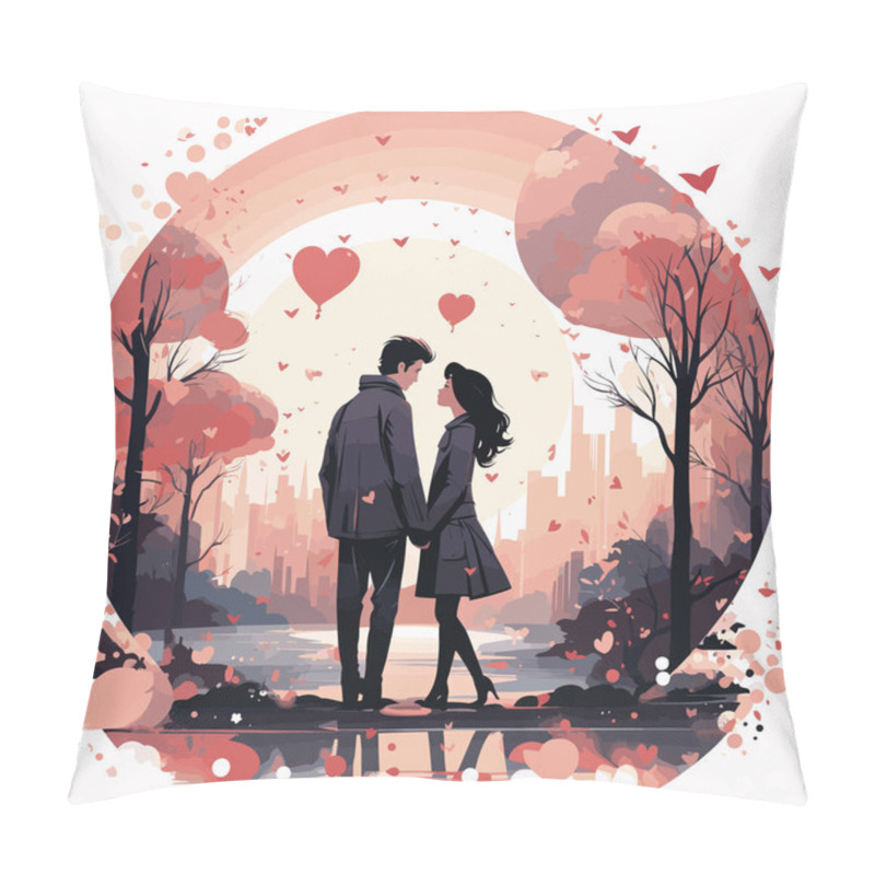 Personality  Man And Woman Standing Next To Each Other In Front Of Trees. Pillow Covers