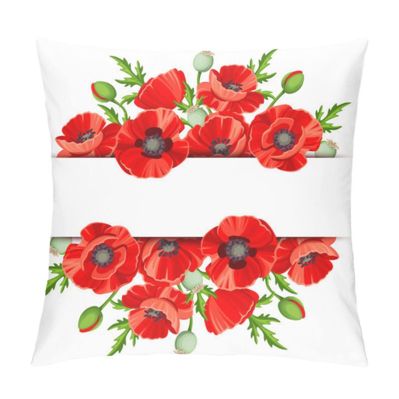 Personality  Background With Red Poppies. Vector Illustration. Pillow Covers