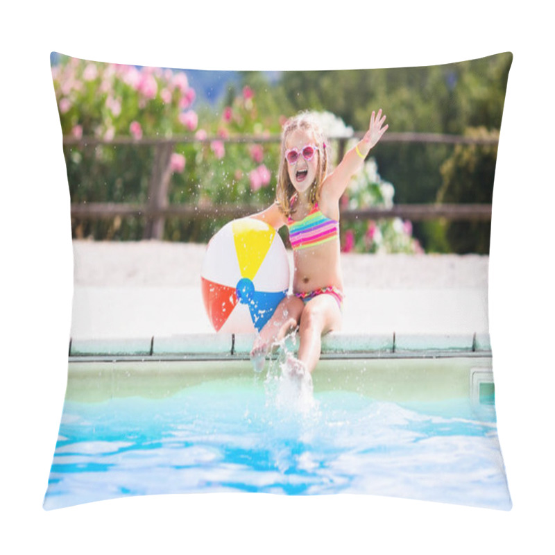 Personality  Child In Swimming Pool On Summer Vacation Pillow Covers