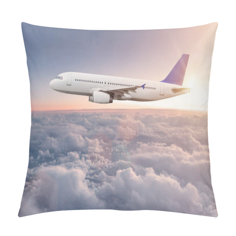 Personality  Commercial Airplane Flying Above Clouds. Pillow Covers