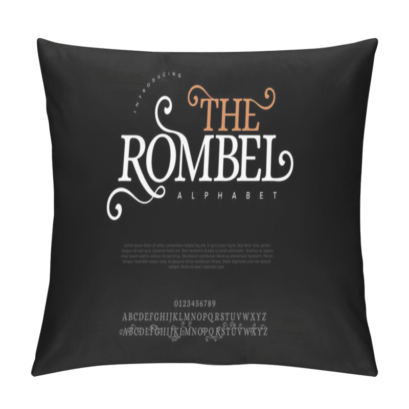 Personality  Therombel Premium Luxury Elegant Alphabet Letters And Numbers. Elegant Wedding Typography Classic Serif Font Decorative Vintage Retro. Creative Vector Illustration Pillow Covers