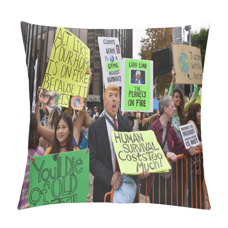 Personality  Climate Protester Dressed As President Trump Pillow Covers