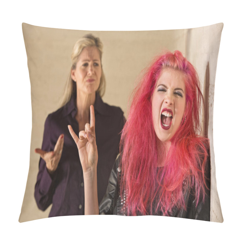 Personality  Sneering Parent And Loud Daughter Pillow Covers