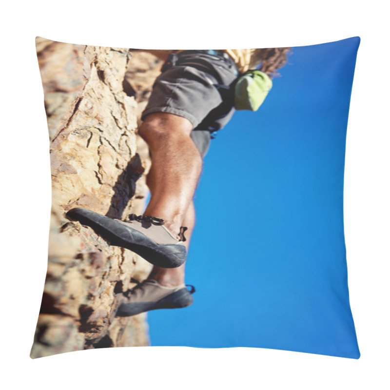 Personality  Man's Legs Finding A Foothold Pillow Covers