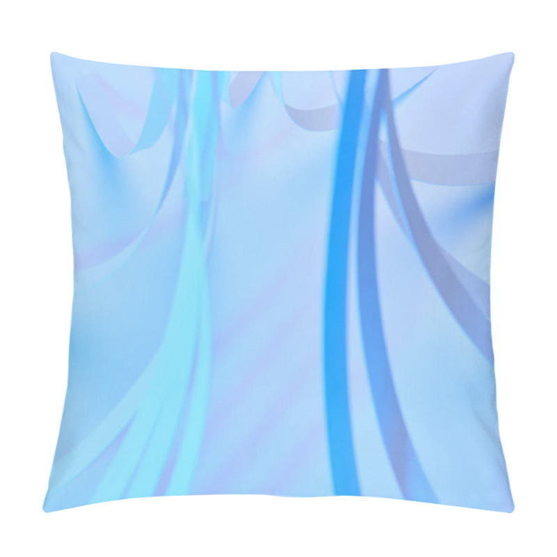 Personality  Close Up View Of Paper Stripes On Neon Blue Background Pillow Covers