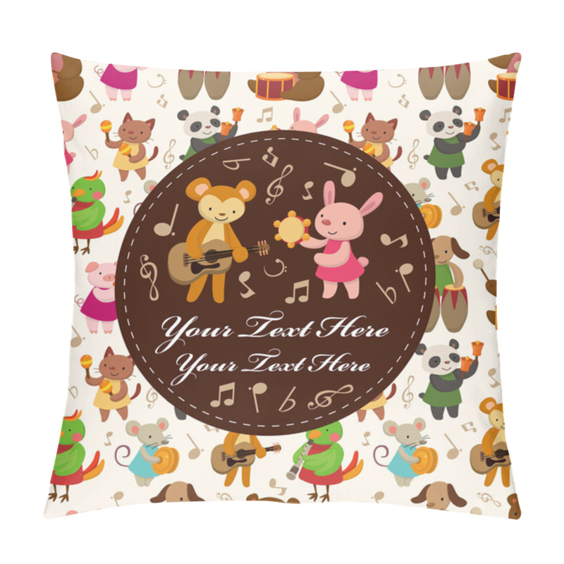 Personality  Cartoon Animal Playing Music Seamless Pattern Pillow Covers