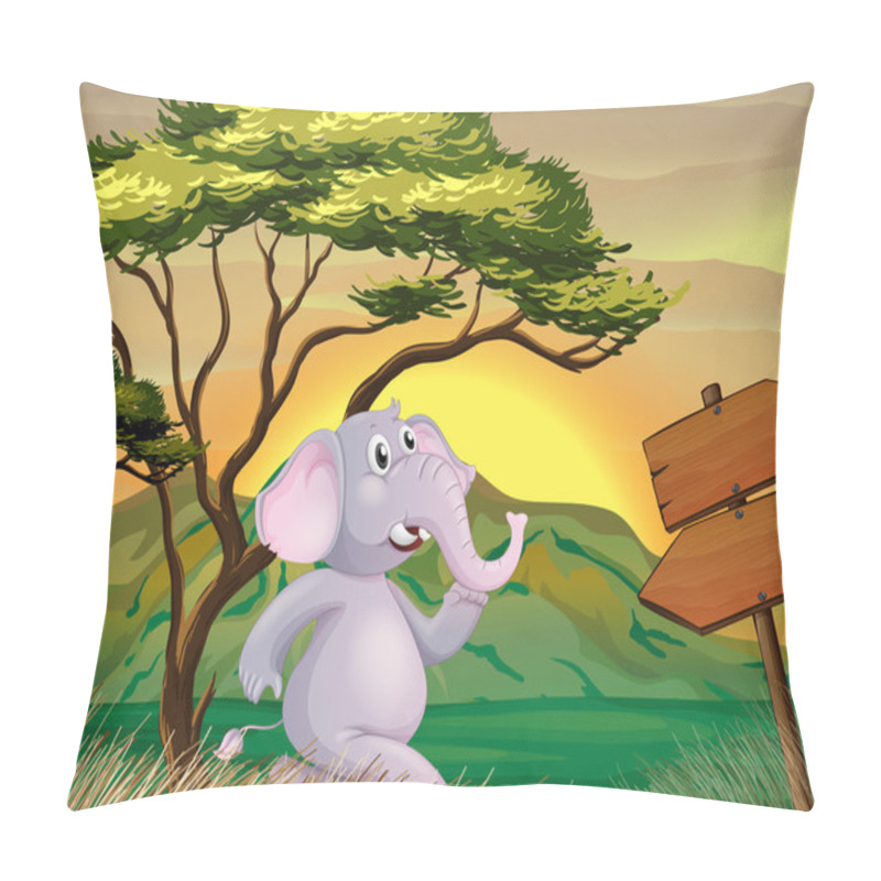 Personality  An Elephant Following The Arrow Signboards Pillow Covers