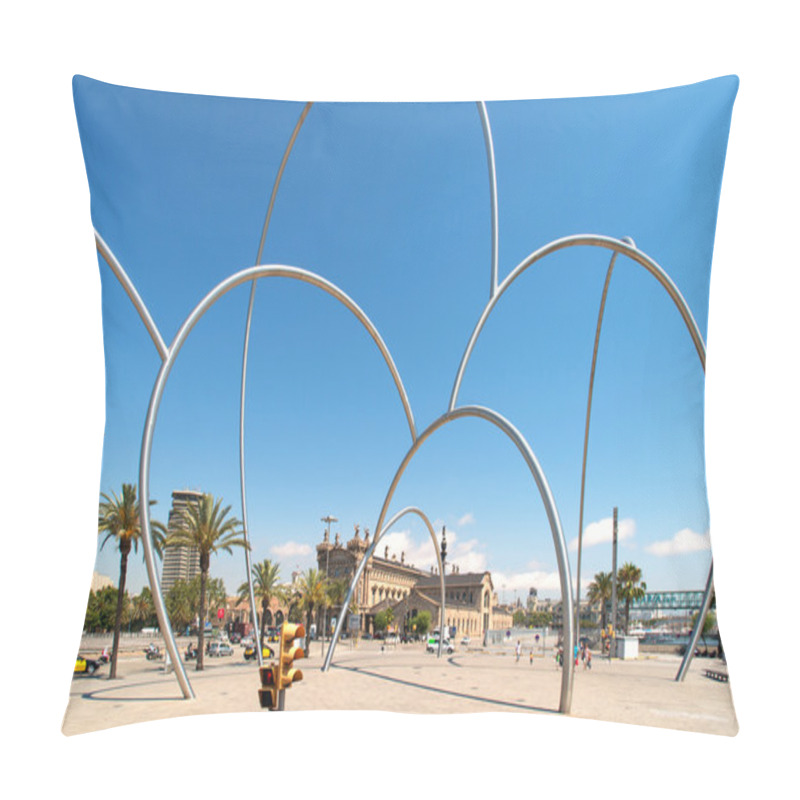 Personality  Arc Metal Sculpture In Barcelona Spain Pillow Covers