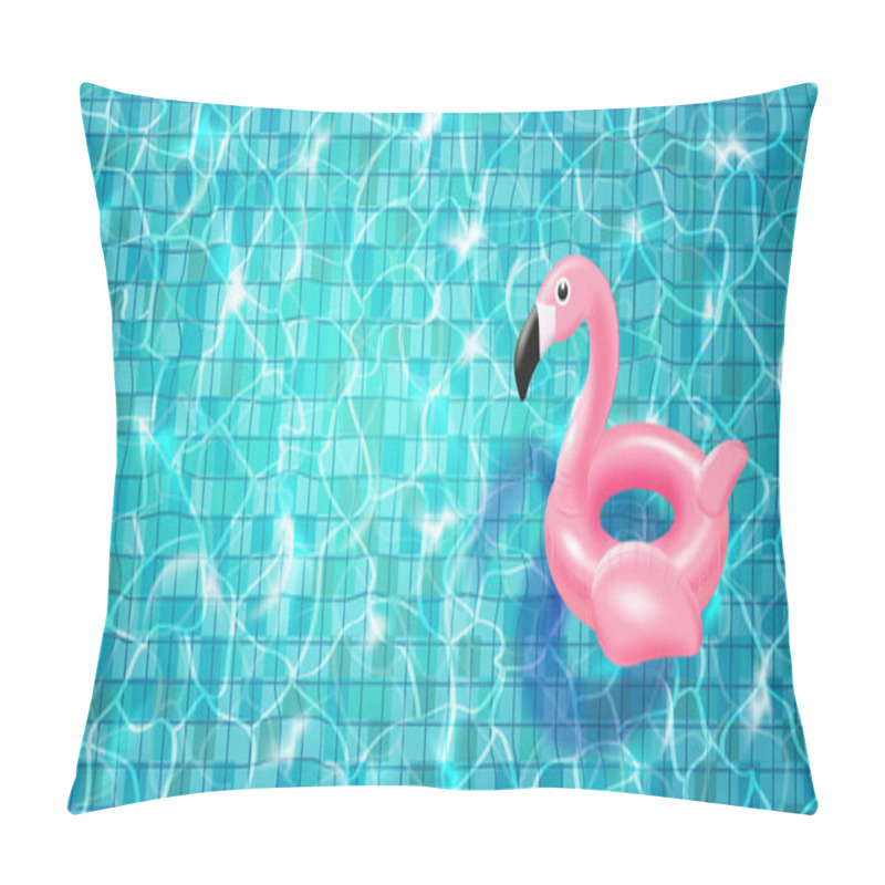 Personality  Swimming Pool With Floating Realistic Swimming Ring,blue Water, Ripples And Highlights. Pillow Covers