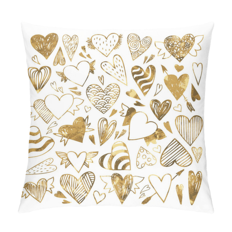 Personality  Hand Drawn Set Gold Tribal Hearts Pillow Covers