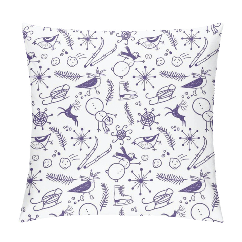 Personality  Doodle Seamless Winter Pattern Pillow Covers