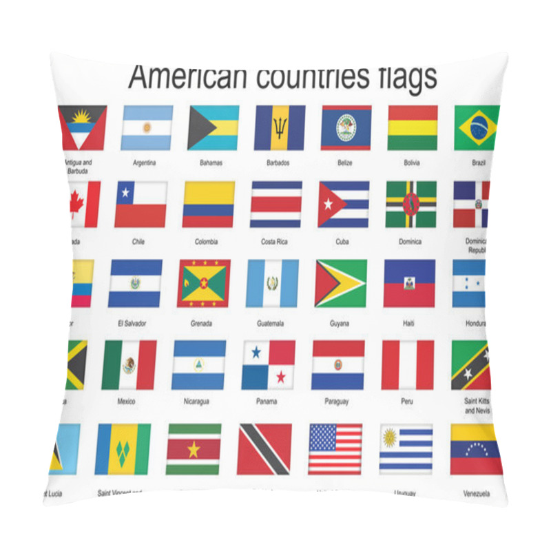 Personality  Icons With Flags Of Americas Pillow Covers