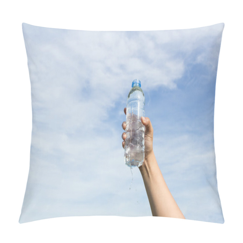 Personality  Hand Holding Water Bottle On Cloud And Sky Pillow Covers