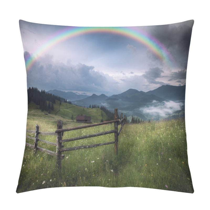 Personality  Mountains Rural Landscape After Rain Pillow Covers