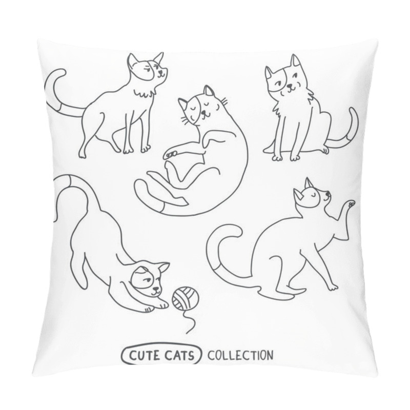 Personality  Cute Funny Cats Vector Set Pillow Covers