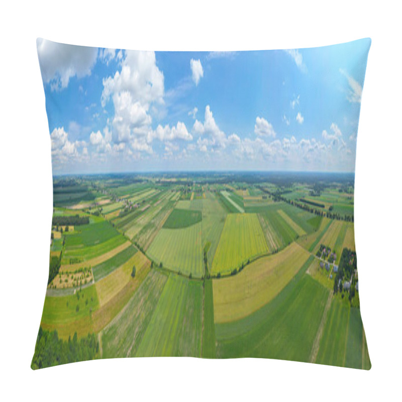 Personality  Abstract Geometric Shapes Of Agricultural Parcels Of Different Crops In Yellow And Green Colors. Aerial View Shoot From Drone Directly Above Field Pillow Covers