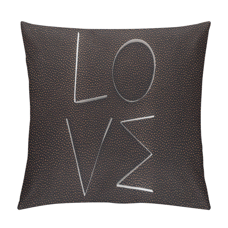 Personality  Word LOVE Made Of Paper Stripes On Dark Textured Background Pillow Covers