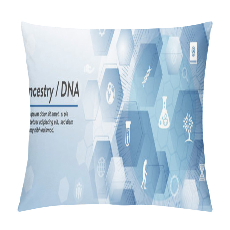 Personality  Ancestry / Genealogy Icon Set Web Banner With Family Tree Album, Family Record, Etc Pillow Covers