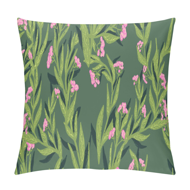 Personality  Texture Plants, Herbs, Twigs With Leaves. Plant Organic Pattern. Cartoon Style. Hand Drawn Elements. Vector Seamless Overlapping Pattern. Pillow Covers