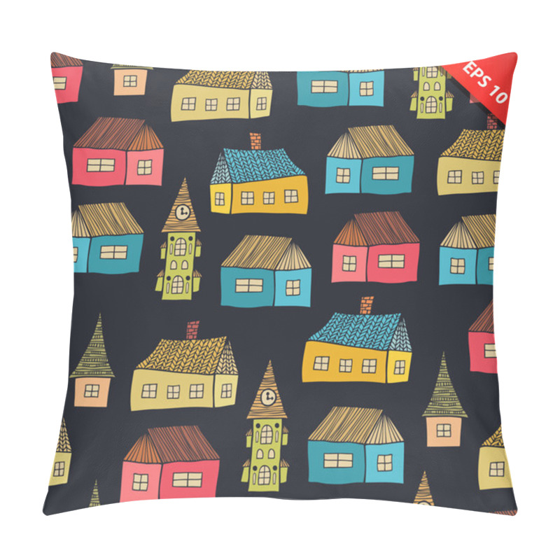 Personality  Seamless Pattern With Decorative Houses Pillow Covers