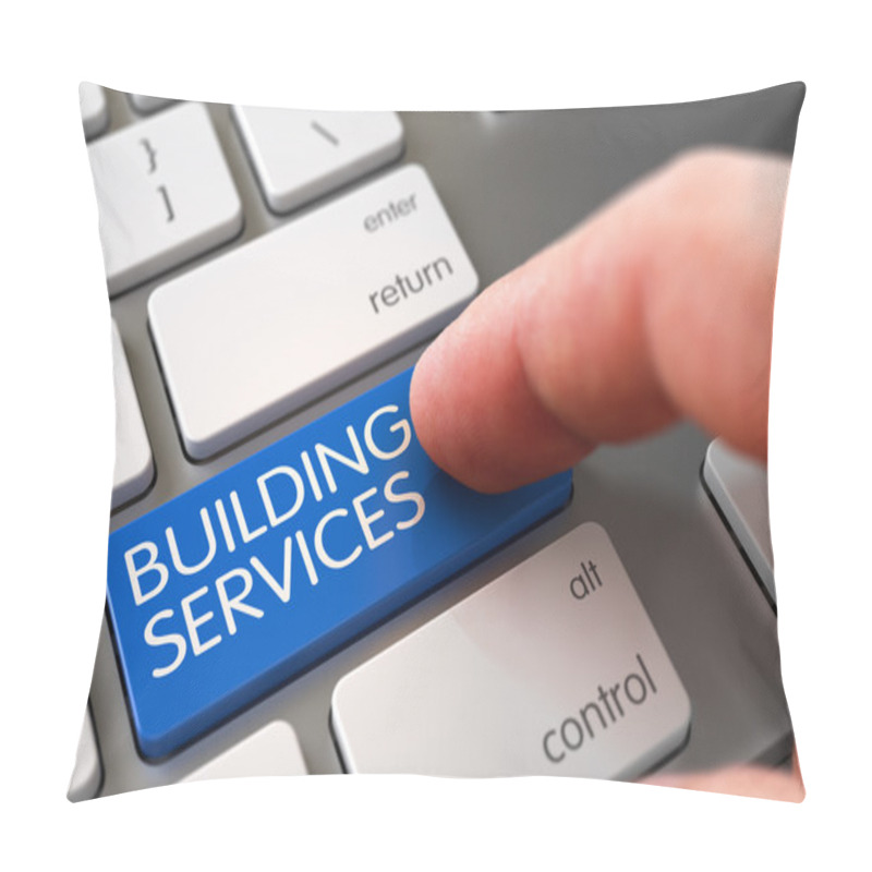 Personality  Building Services - Keyboard Key Concept. 3D Illustration. Pillow Covers