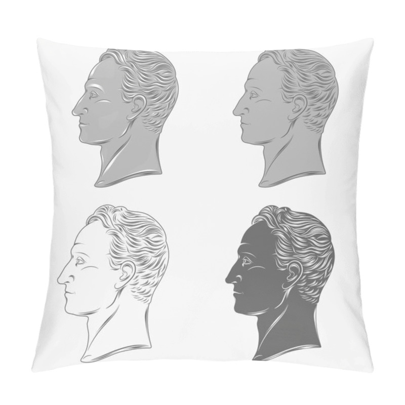 Personality  Vector Design Of The Profile Bust SimOn BolIvar Liberator Of Venezuela, Which Appears In Currency And Banknotes Pillow Covers