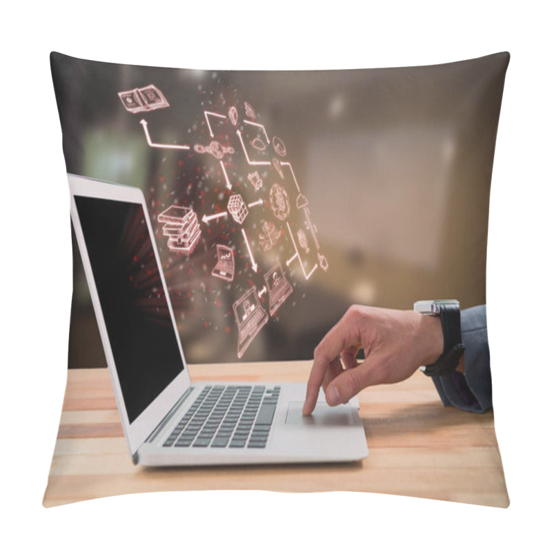 Personality  Businessman Scrolling Laptop Mouse Pillow Covers