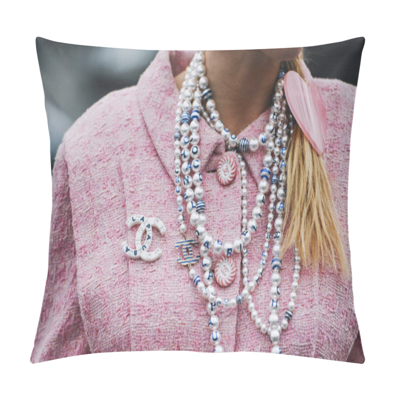 Personality  Paris, France - March 05, 2019: Street Style Outfit Before A Fashion Show During Milan Fashion Week - PFWFW19 Pillow Covers