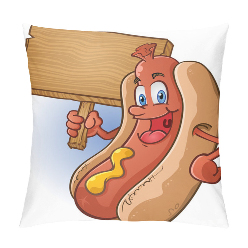 Personality  Hot Dog Cartoon Holding A Sign Pillow Covers