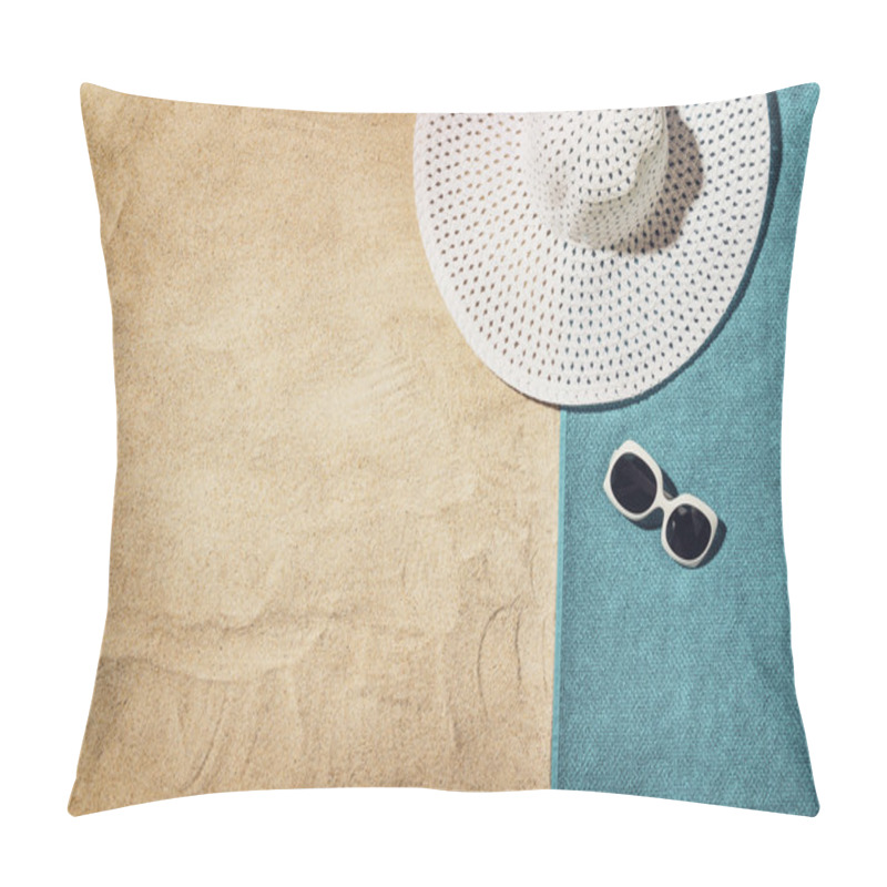 Personality  Top View Of Beach And Sand With Accessories Pillow Covers